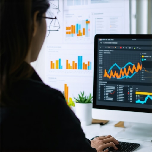 Person reviewing local SEO analytics on a laptop with charts and maps