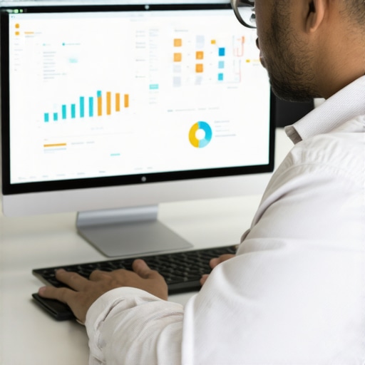 Business owner reviewing local SEO performance charts on laptop