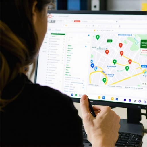 Business owner reviewing local SEO metrics on a laptop