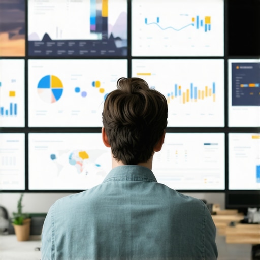 Person analyzing local SEO tools and map rankings on multiple screens.