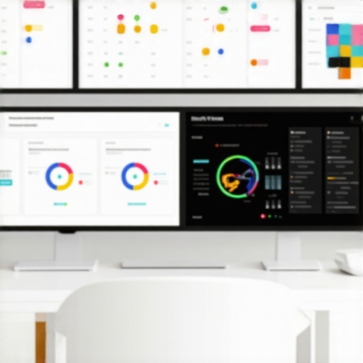 Screens displaying local SEO analytics and rankings