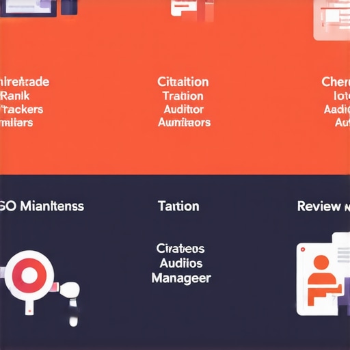 Infographic illustrating essential tools for local SEO and map pack maintenance.