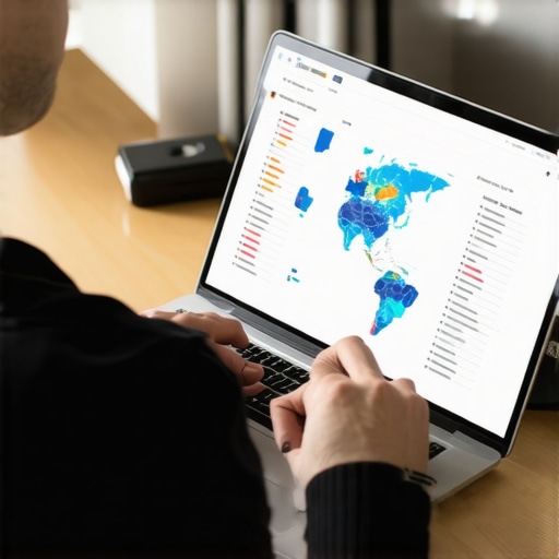 Person analyzing map SEO checklist on a laptop for local search optimization.