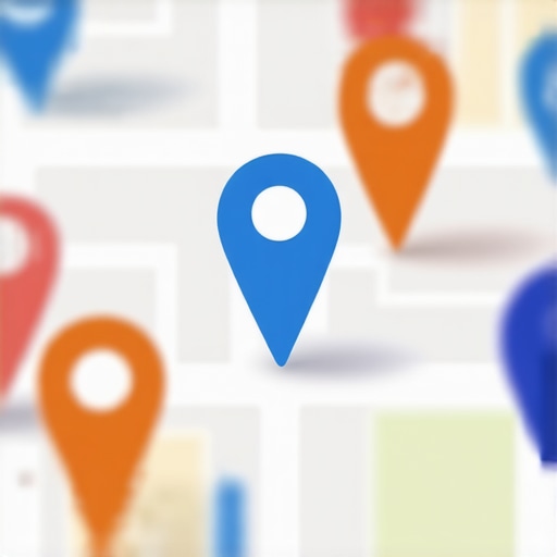 Map with markers indicating business rankings and upward arrows showing improvement.