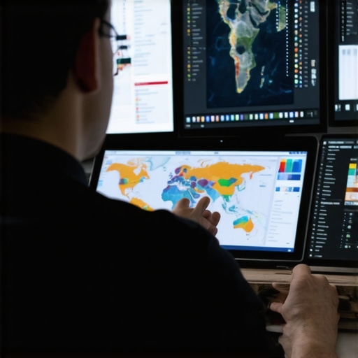 Digital marketer reviewing maps and analytics for local SEO success