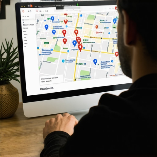 Person reviewing local Google Maps rankings on a laptop