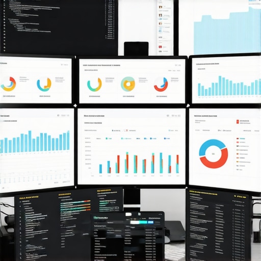 A workspace with screens showing local SEO dashboards, review monitoring, and citation management