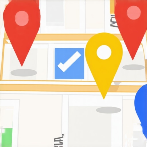 A map with pins marking key locations and a checklist overlay illustrating local SEO priorities.