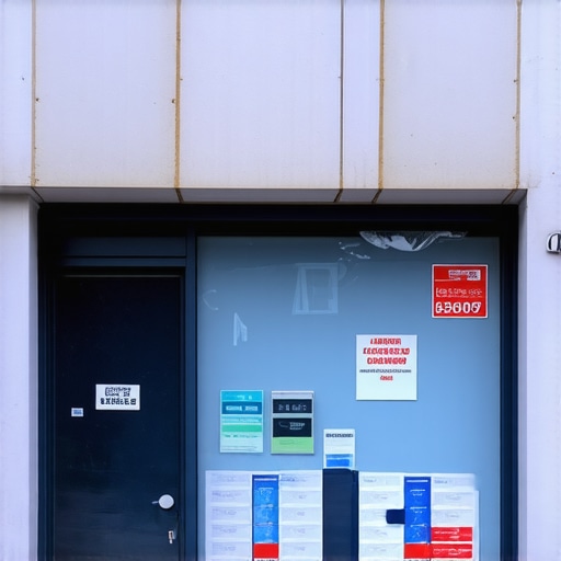 Shopfront of a local business in a city neighborhood, sunny day, vibrant environment