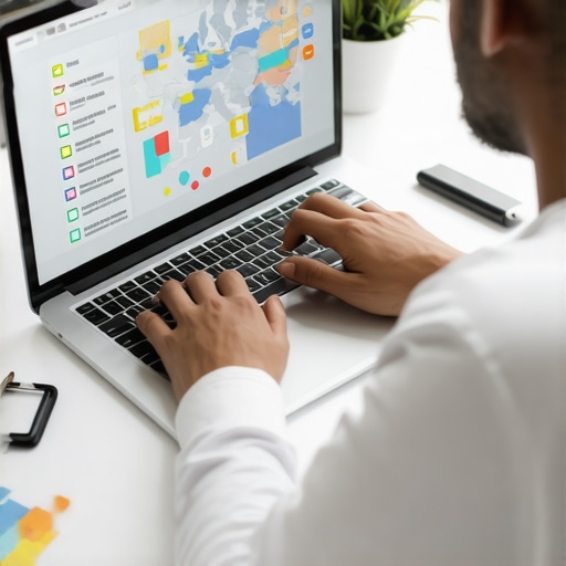 Person analyzing local SEO checklist on laptop for map ranking success.